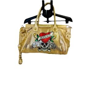 Tote Bag Purse Large Ed Hardy Love Kills Softly Tattoo‎ Art Rhinestone Bling Y2K